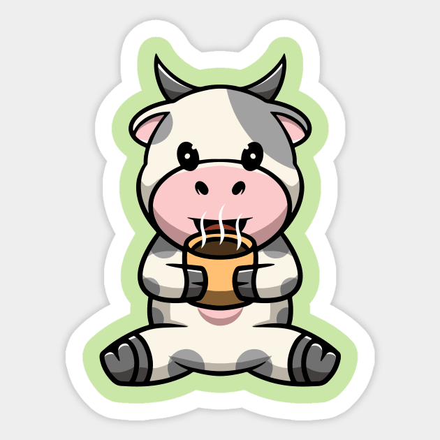 Cute Cow Drinking Hot Chocolate Sticker by Cubbone